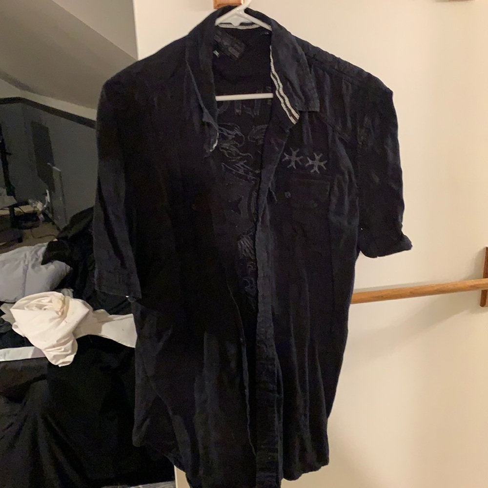 Affliction 2x short sleeve button down black